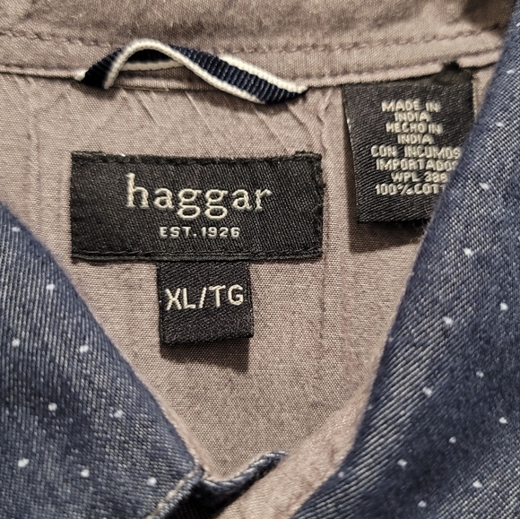Haggar Chambray Blue Button-up Short Sleeve Shirt - Picture 3 of 4